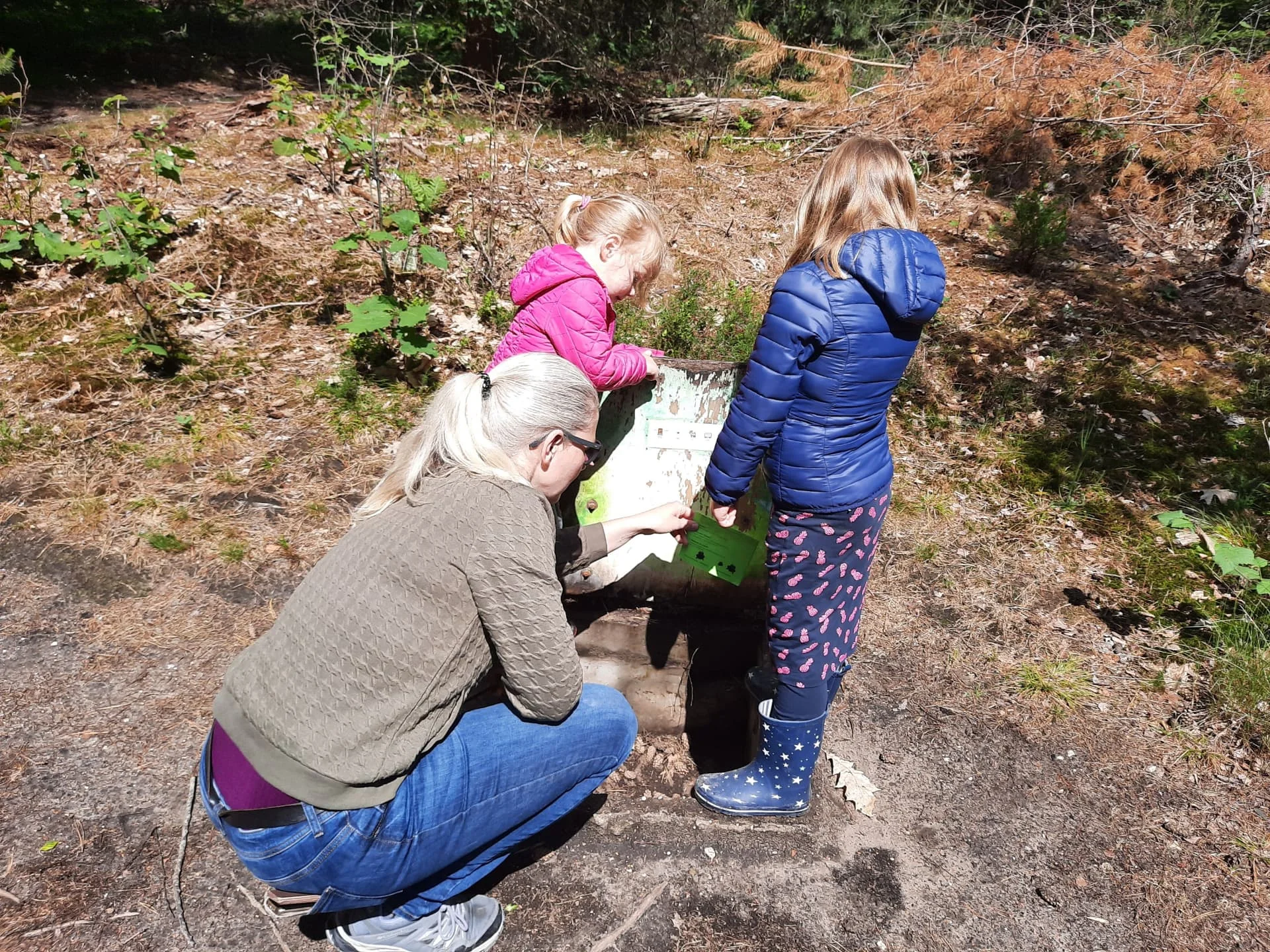 Samen een natuuropdracht doen in het Bos van Daantje Das